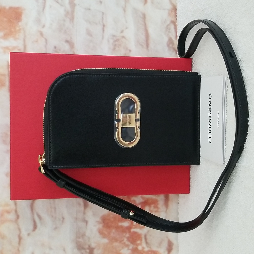 New Ferragamo Double Gancio Zip Pouch Bag